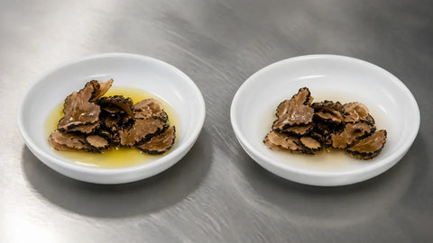 Carpaccio de trufa de verano en aceite de oliva frente a salmuera para cocinas profesionales