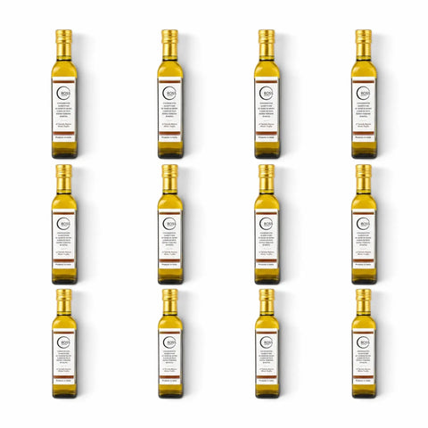 Doce botellas 250 ml de Aceite de Oliva de Trufa Negra con aroma 2% Tuber melanosporum