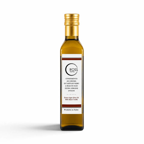 Botella de 250 ml de aceite de oliva con trufa negra y 2% de aroma de Tuber melanosporum