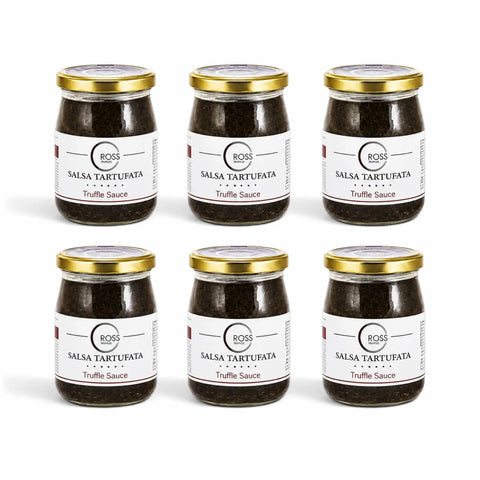 Seis tarros 500 g de Salsa Tartufata a base de champiñones con 3% Tuber aestivum