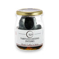 Frasco de vidrio de trufas negras en salmuera con tapa dorada para producto Tuber aestivum